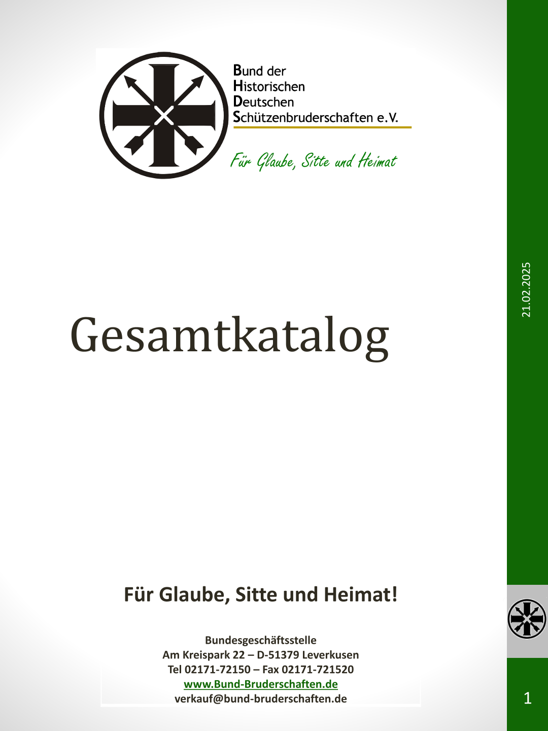 Titelblatt Bestellkatalog